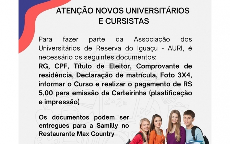 ⚠ NOVOS UNIVERSITÁRIOS E CURSISTAS ⚠