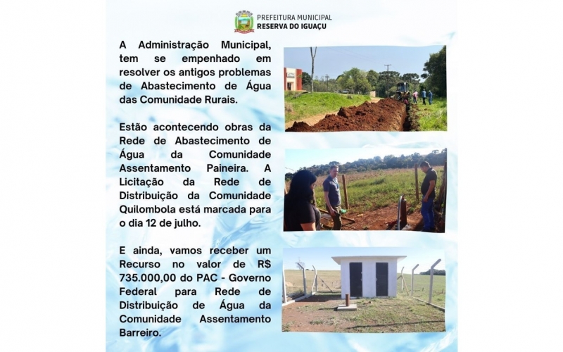 ADMINISTRAÇÃO MUNICIPAL TEM BUSCADO RECURSOS PARA RESOLVER PROBLEMAS DE ABASTECIMENTO DE ÁGUA EM COMUNIDADES RURAIS