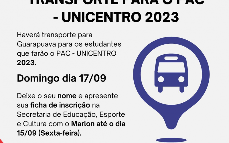 TRANSPORTE PARA O PAC - UNICENTRO 2023