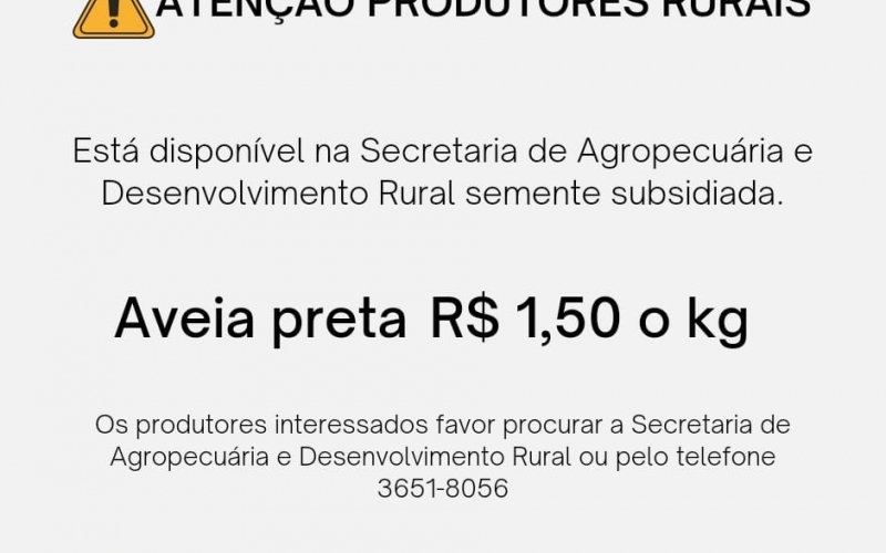  ATENÇÃO PRODUTORES RURAIS 