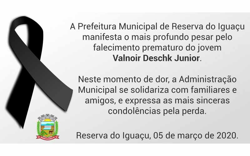 Nota de Pesar Falecimento Valnoir Deschk Junior